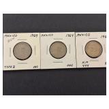3- Mexico 25 Centavos coins