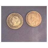 2- Canadian Large 1 Cent Coins 1911,no date