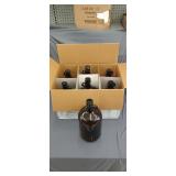 7 amber glass jugs 1 gallon