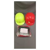 Two hardhats and red safety hood with 5' x 6' lens