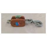 4' wood block pulley 1000lb capacity