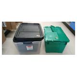 3 assorted storage totes with damage
