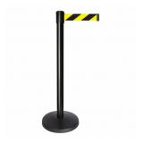 2 QUEUEWAY Barrier Post with Belt: Black/Yellow,