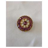 Vintage Coro Signed Gold-Tone Tiered Dome Brooch