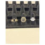 (3) Silver Tone assorted Rings  Sizes 7.25, 7, 8