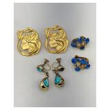 (3) Pairs of Gold Tone Earrings -