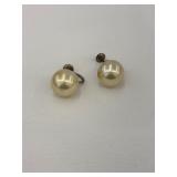 Vintage Sterling Faux Pearl Screw-Back Earrings