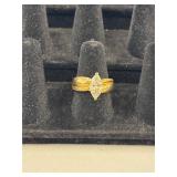 14K Gold Engagement Ring with Marquis CZ Center