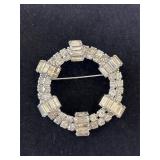 Weiss Vintage Clear Rhinestone Wreath Brooch 2.5'