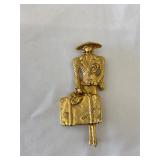 Vintage Brass Lady Traveler w/Suitcase &