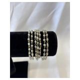 Vintage Seven Strand Beaded Gold Tone Bracelet