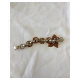 Vintage Art Deco Bracelet w/Amber Glitter Lucite