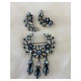 Vintage Signed Florenza Brooch & Clip Earrings