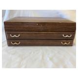 Flip Top Mirror Jewelry Box with Two Drawers