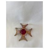 Vintage Signed Albert Weiss Maltese Cross Brooch