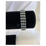 Vintage Triple Row Blue Rhinestone Bracelet