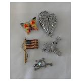 (5) Assorted Pins & Brooch .5' - 1.75'