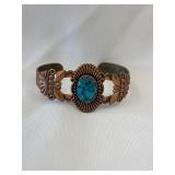 I gave Copper Cuff Bracelet with Faux Turquoise