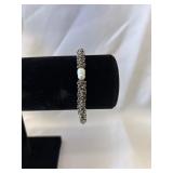 Sterling Silver & Pearl Bracelet w/Safety Chain
