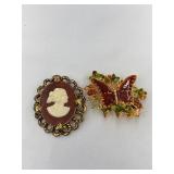 Ggold-Tone Autumn Colors Butterfly Brooch