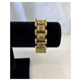 Gold-Tone Spanish Damascene Panel Link Bracelet