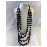 Multi-Strand Black Faceted Beaded Necklace