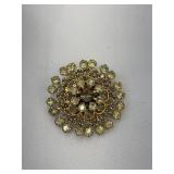 Vintage, Dimensional, Gold-Tone Rhinestone Brooch