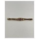 Amethyst & Clear Rhinestone Brooch 3'