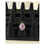 Oval-Cut Amethyst & Sterling Silver Filigree Ring