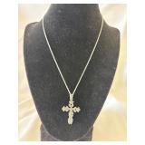 Vintage-Style Filigree Cross Pendant Necklace