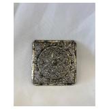 Ornate Silver Tone Brooch 2.5'