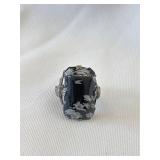 Sterling Silver Ring w/SnowFlake Obsidian Gemstone