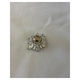 Vintage Rhinestone & Faux Pearl Brooch 1.5'
