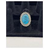 Silver Tone Faux Turquoise Ring Size 7