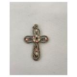 Cross Pendant with Pink & Clear Rhinestones