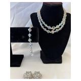 Vtg Faceted Aurora Borealis Double Strand Necklace