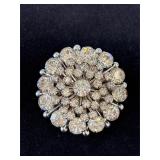 Vintage Rhinestone Brooch with a Tiered Dome