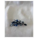 Vintage Multi-Shade Blue Rhinestone Brooch