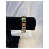 Vintage Slide Bracelet w/Decorative Panels & Faux