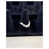 925 Curved Band Ring with Rhinestones Size 10