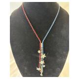Patriotic Red, White, and Blue Rhinestone Necklace