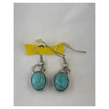 Silver Toned Dangle Faux Turquoise Earrings