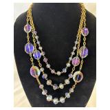 Vintage Triple Strand Aurora Borealis Crystal