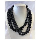 Vintage Faceted Black Beaded Necklace