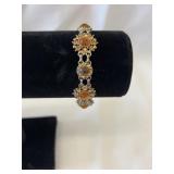 Retro Topaz and Citrine Floral Bracelet