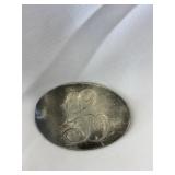 Vintage Metal Engraved Brooch 3'