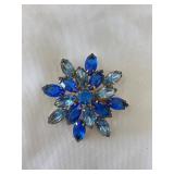 Multi Colored Blue Starburst Flower Brooch 2'