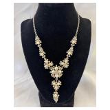 Vintage Pearl and Rhinestone Cluster Collar