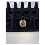 Gold Wire-Wrapped Ring with Dark Green