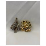 Two - Vintage Christmas Brooches